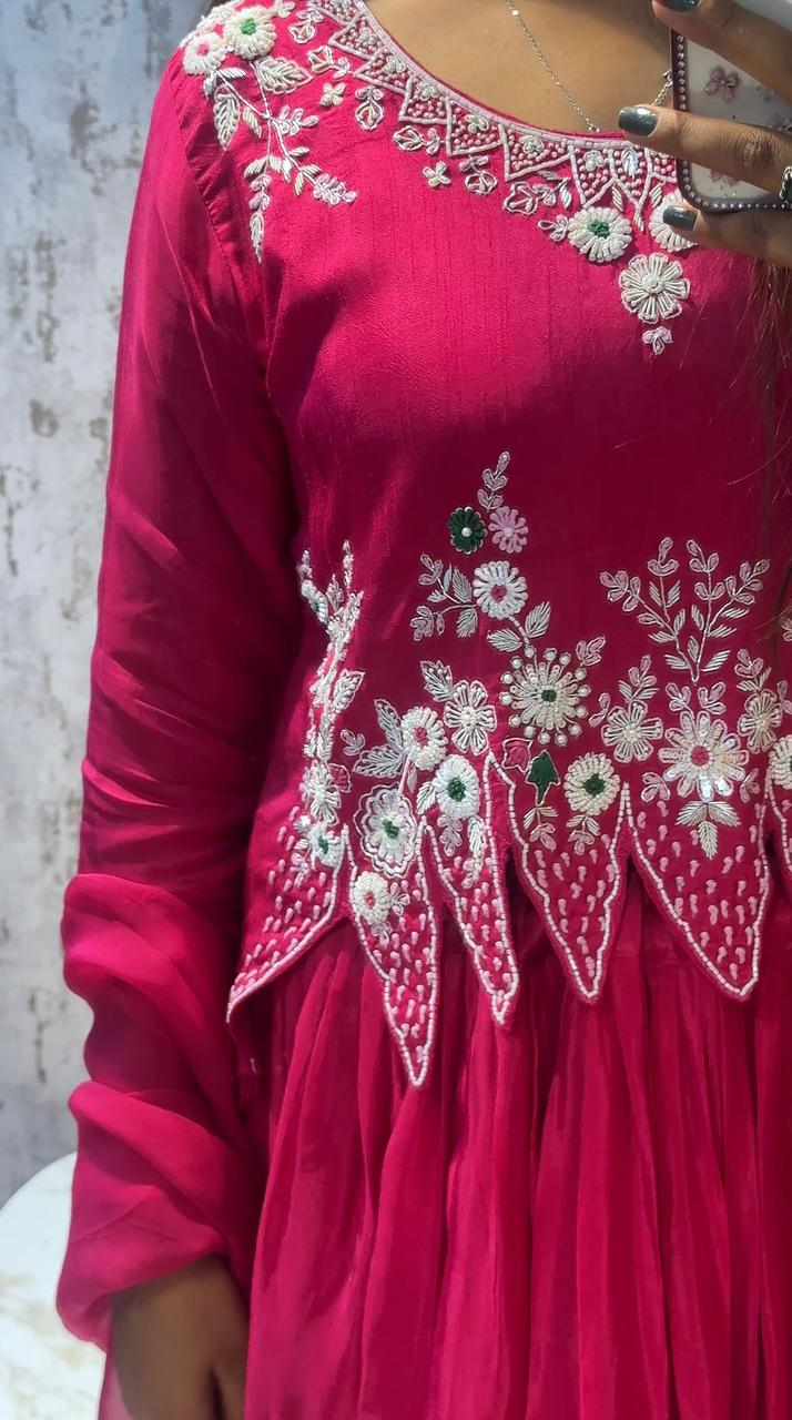 Elegant Pink Embroidered Anarkali Suit with Dupatta