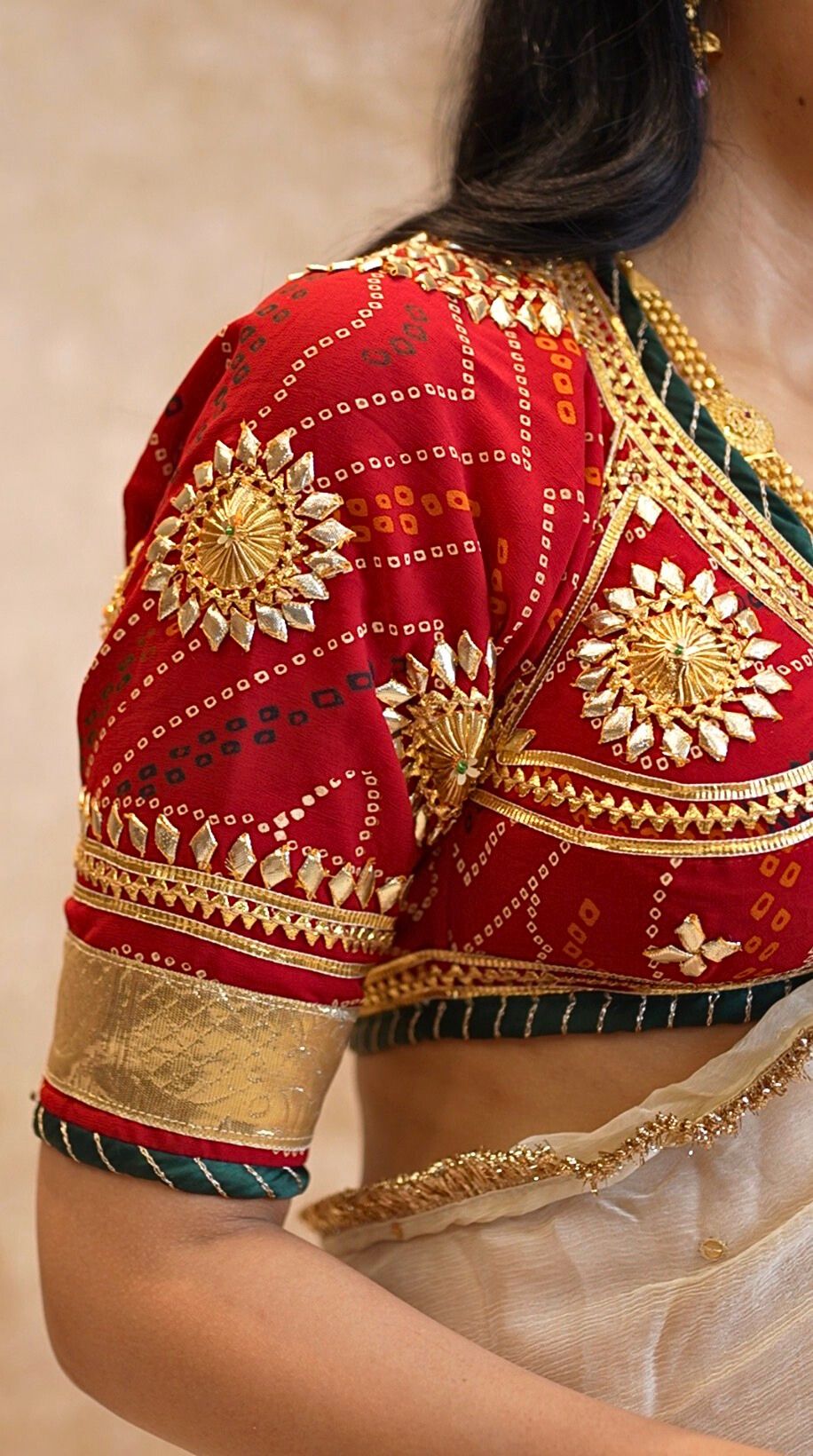 RAJASTHANI TREDITIONAL BANDHANI AANGI BLOUSE WITH GOTAPATTI WORK