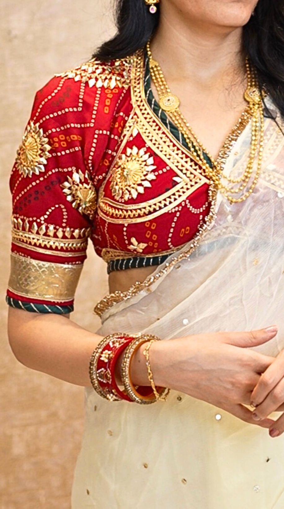 RAJASTHANI TREDITIONAL BANDHANI AANGI BLOUSE WITH GOTAPATTI WORK