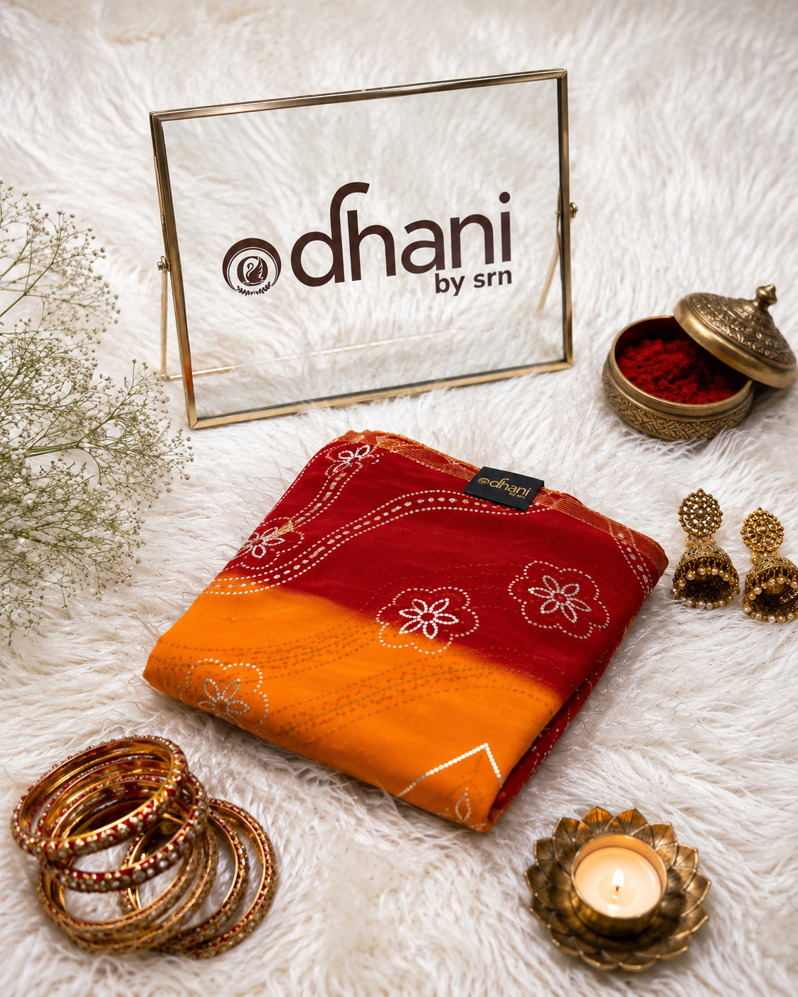Traditional Pila Saree Wtih Charkhi Gota And Gota Patti Handwork