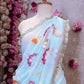 BRUSH PRINT DESIGN WITH KACHI GOTA PATTI WORK & LACE SAREE (WITH BLOUSE) ##SR596