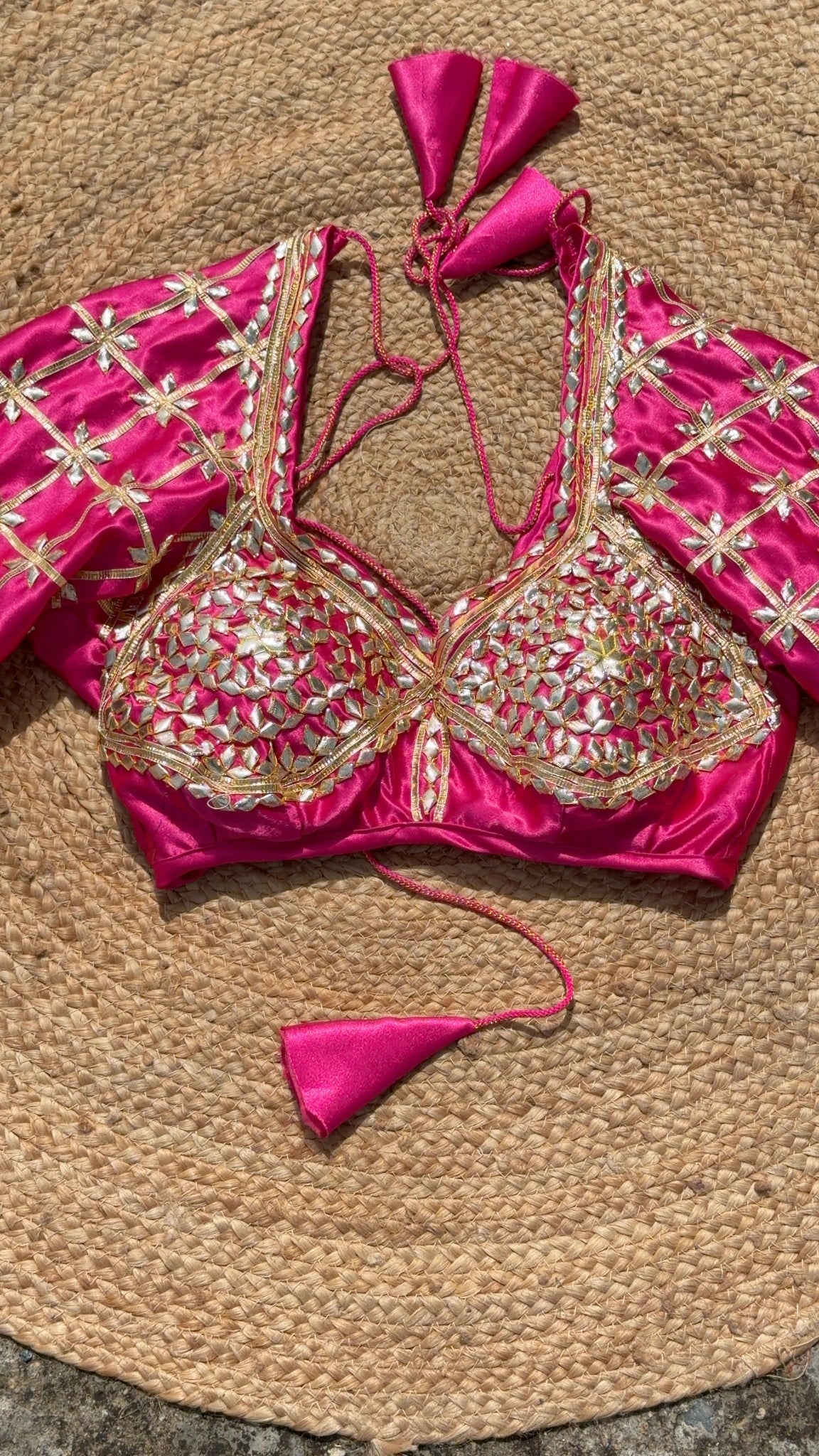 Badami Jharokha Rajasthani Angi Blouse with Kachi Gota Patti (PRE-BOOKING ITEM)