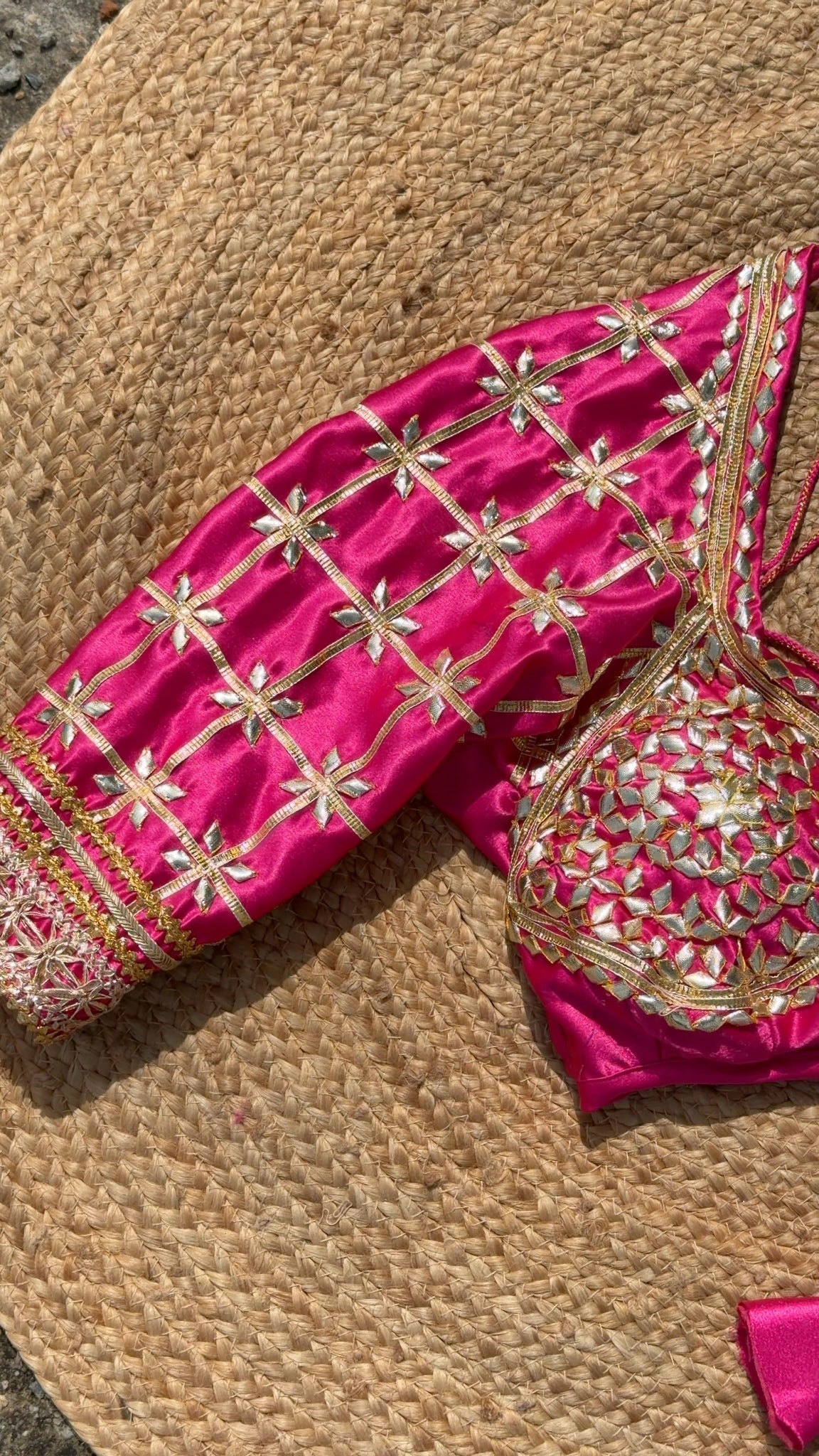 Badami Jharokha Rajasthani Angi Blouse with Kachi Gota Patti (PRE-BOOKING ITEM)