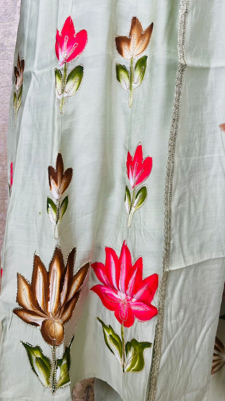 Elegant Floral Printed Kurta Set with Dupatta – Soft Pastel Green Ethnic Wear