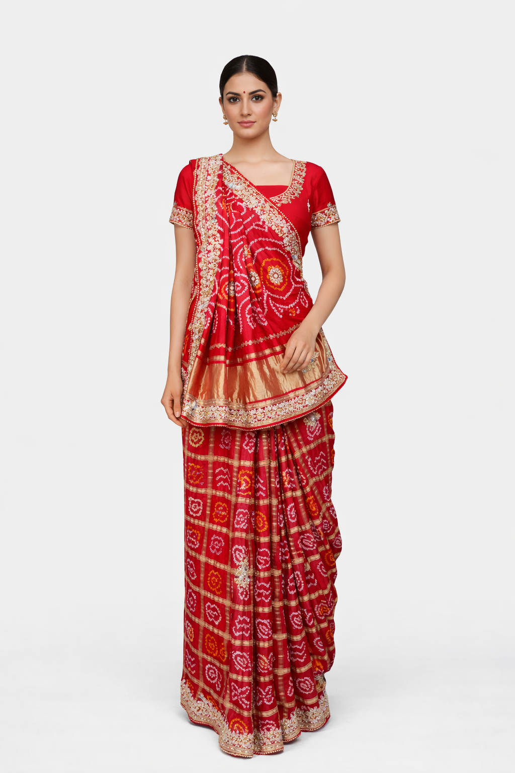 Ghatchola Designer Gazzi Silk Saree With Peacock Design Zardosi Handwork (with Blouse)  SR0103