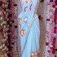 BRUSH PRINT DESIGN WITH KACHI GOTA PATTI WORK & LACE SAREE (WITH BLOUSE) ##SR596