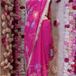 BRUSH PRINT DESIGN WITH KACHI GOTA PATTI WORK & LACE SAREE (WITH BLOUSE) ##SR596