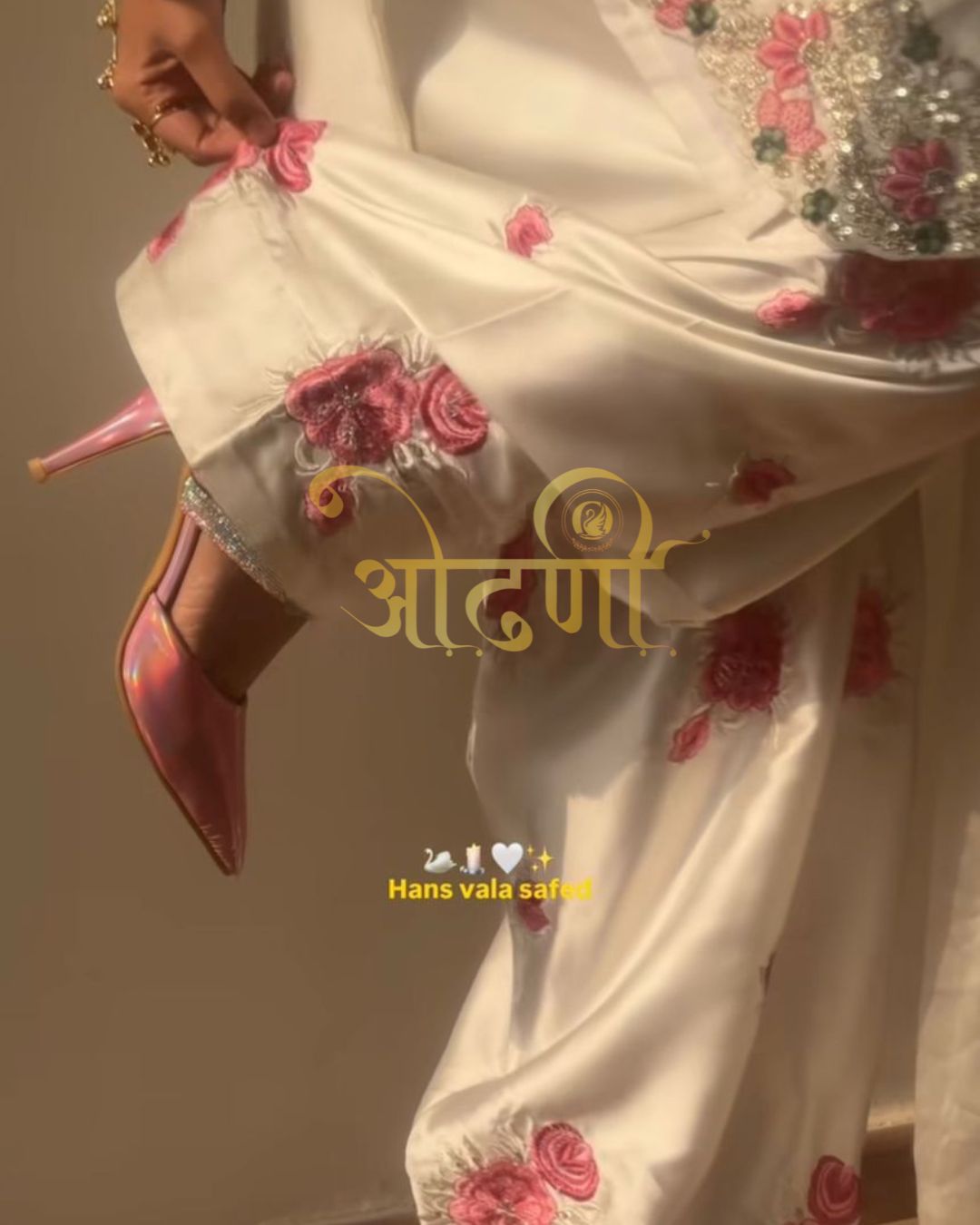 Beautiful Silk Sequins Embroidered White Top with Palazzo & Work Dupatta Set Readymade