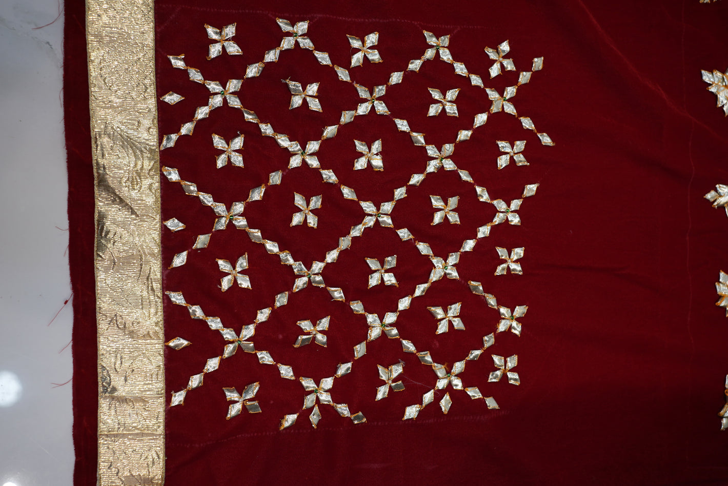 Kachi Gota Patti Handwork Blouse On Valvet Fabric (unstitched) ##HB041
