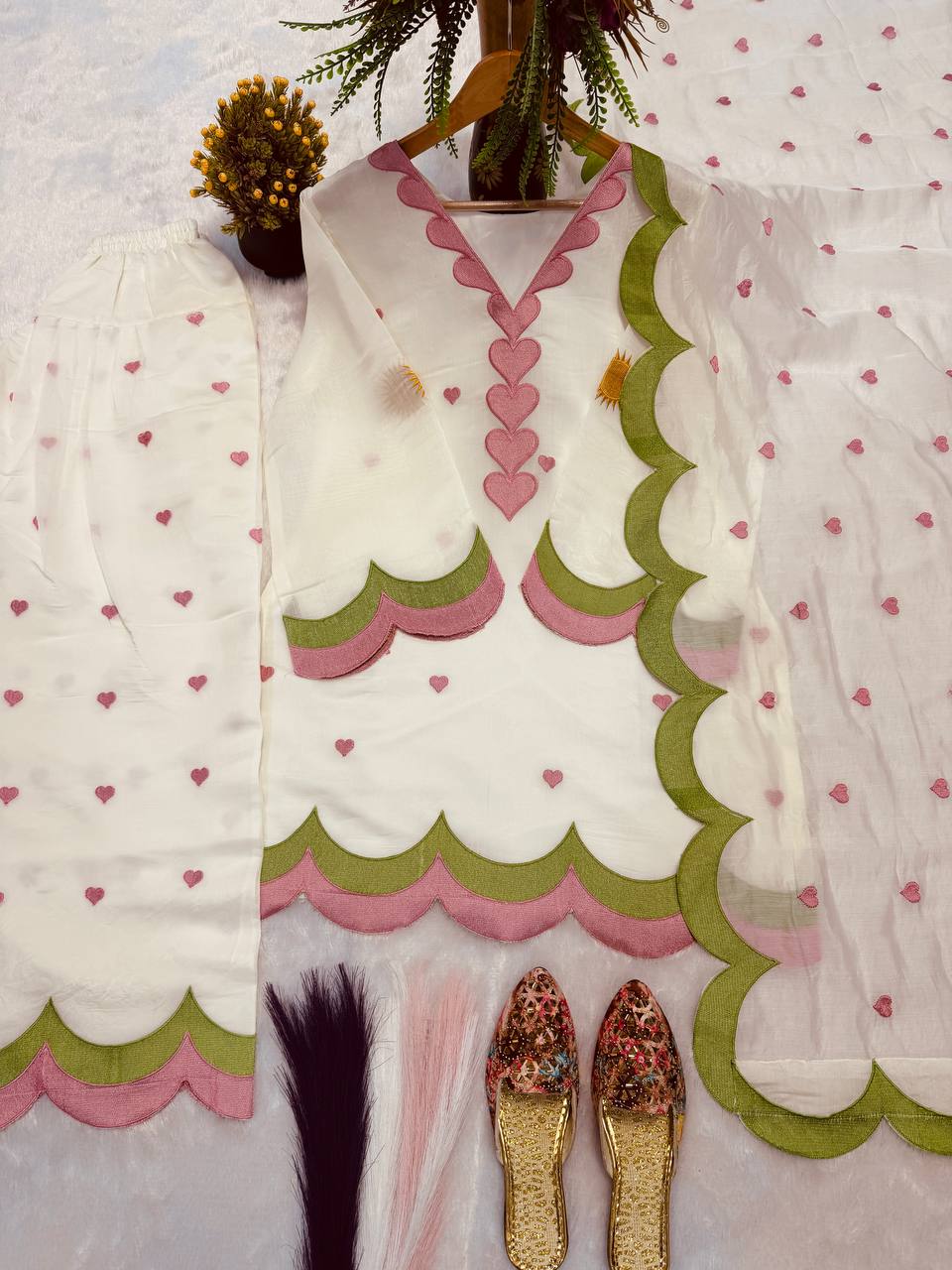 Designer Chanderi Cotton Embroidered Farshi Salwar Set with Dupatta