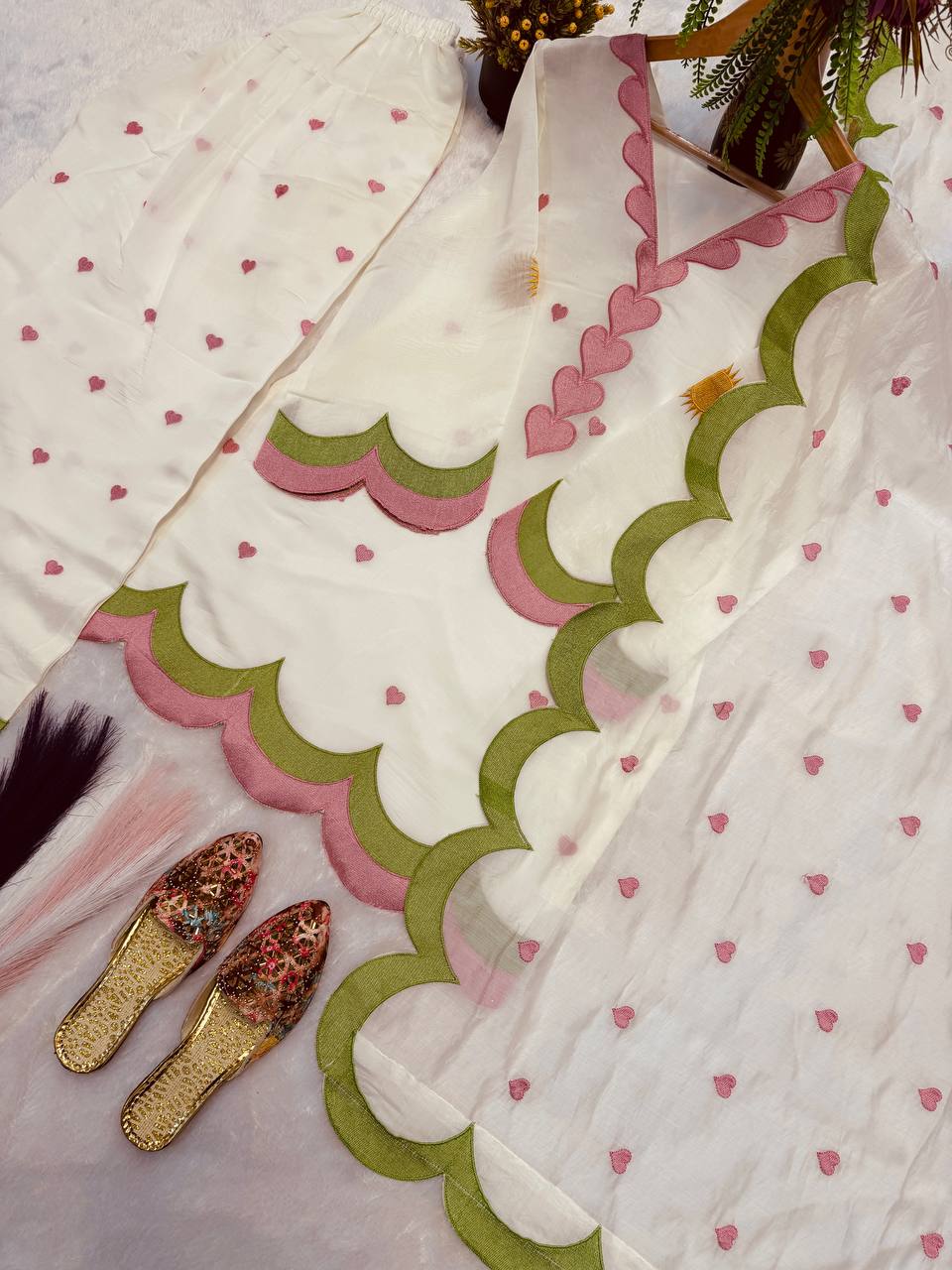 Designer Chanderi Cotton Embroidered Farshi Salwar Set with Dupatta
