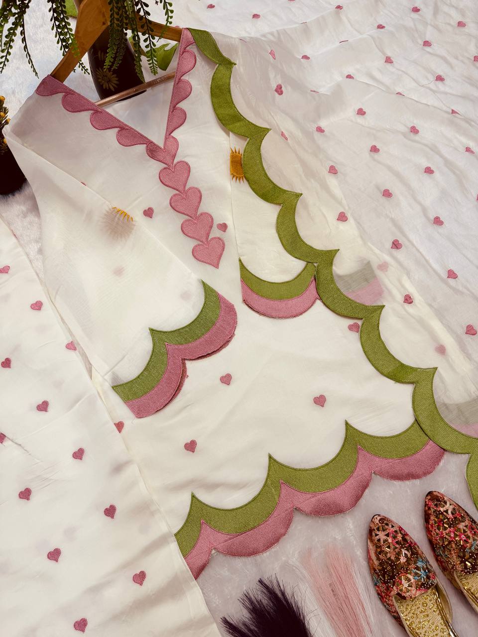 Designer Chanderi Cotton Embroidered Farshi Salwar Set with Dupatta