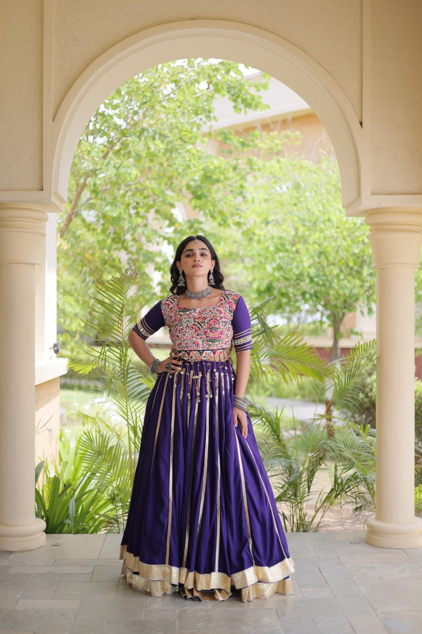 Designer Reyon Gota Patti Lehenga Choli with Gamthi & Mirror Work