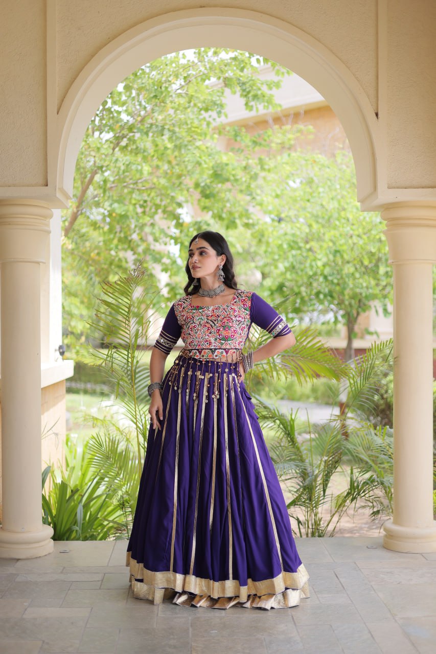 Designer Reyon Gota Patti Lehenga Choli with Gamthi & Mirror Work