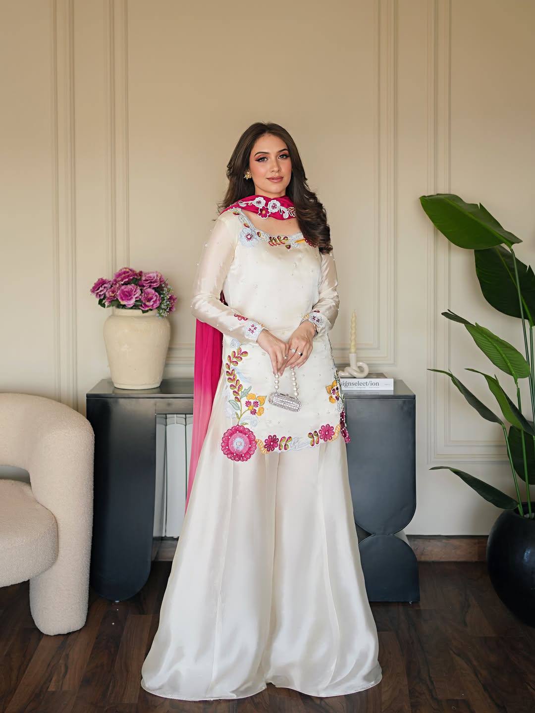 Elegant Party Wear Palazzo Suit Set with Heavy Embroidery & Georgette Dupatta