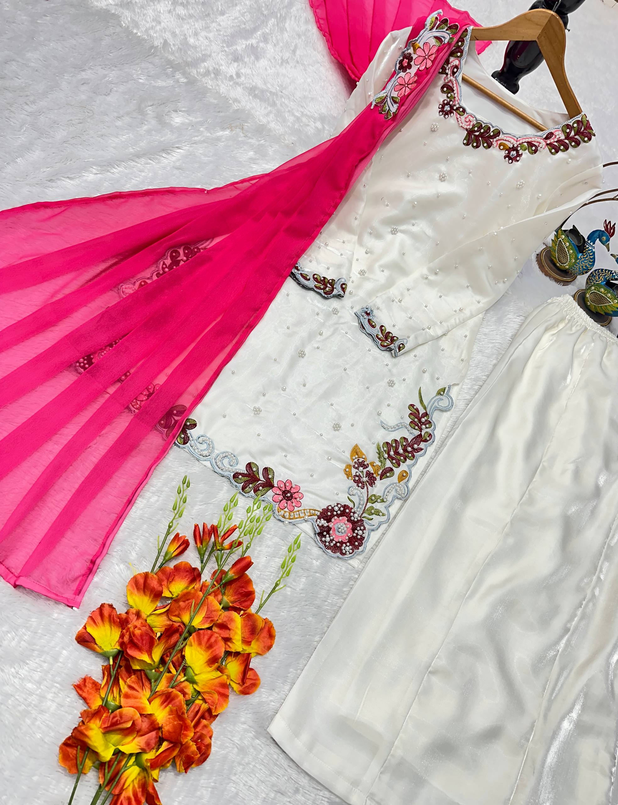 Elegant Party Wear Palazzo Suit Set with Heavy Embroidery & Georgette Dupatta