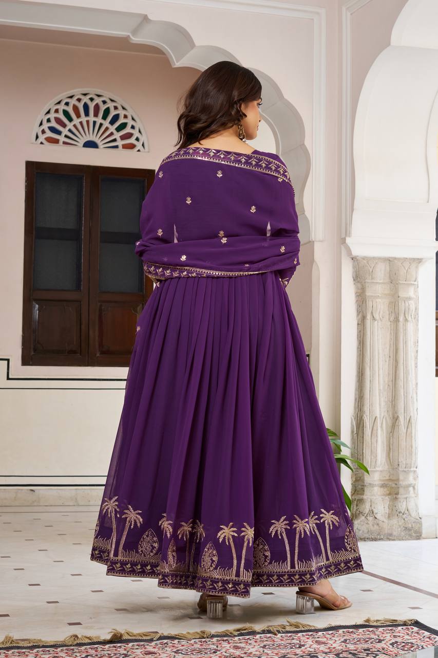 Designer Faux Georgette Gown Set