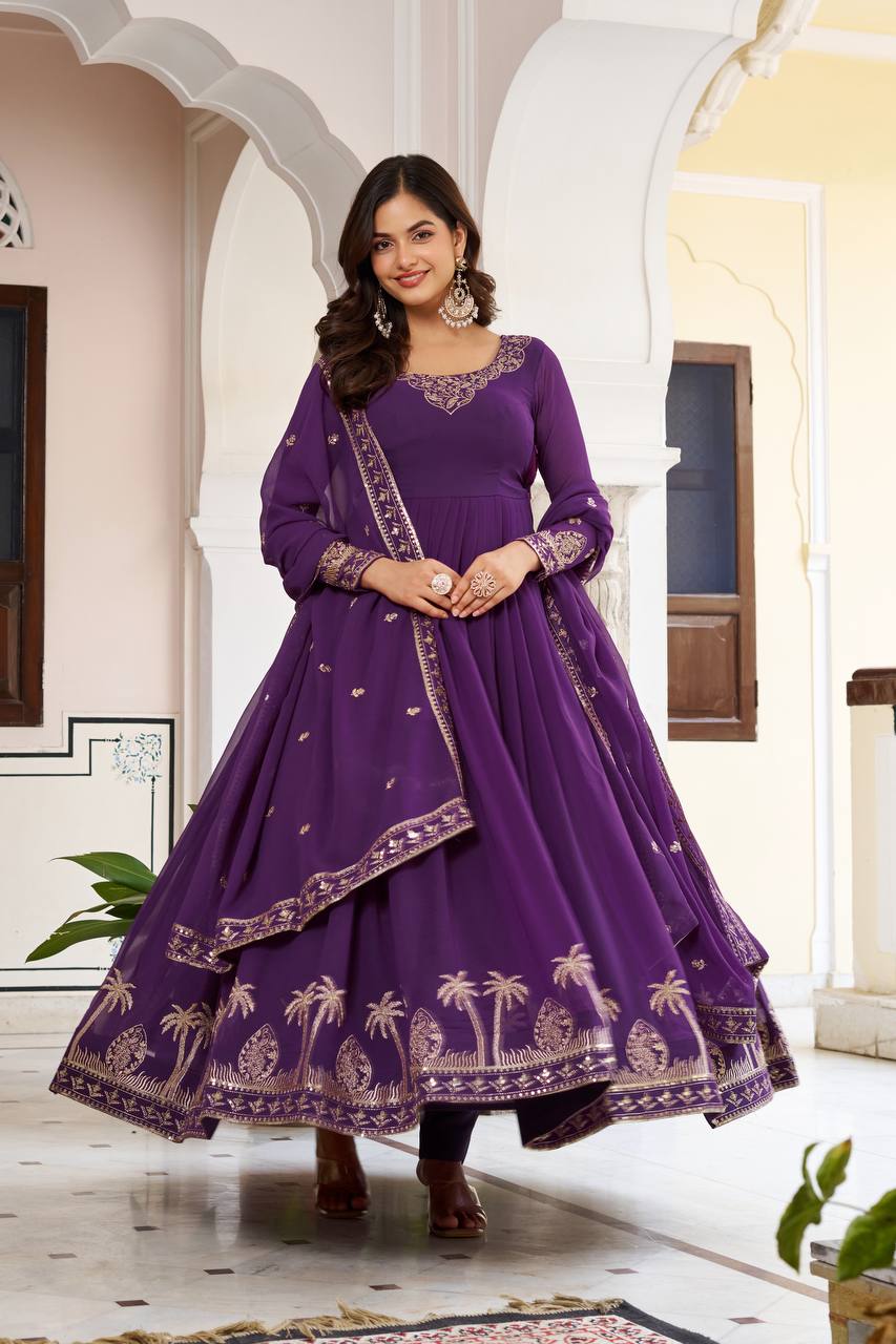 Designer Faux Georgette Gown Set