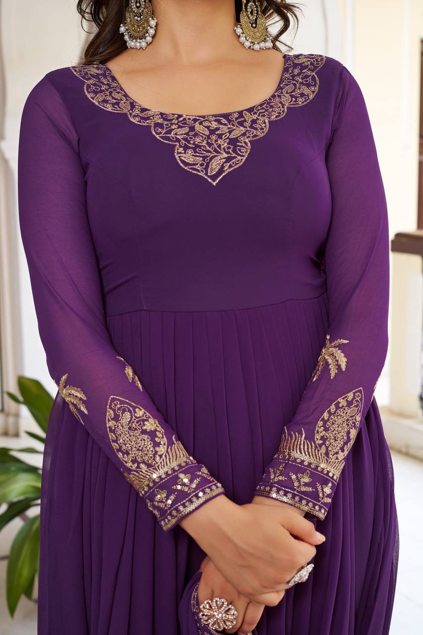 Designer Faux Georgette Gown Set