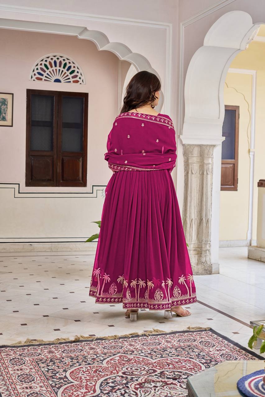 Designer Faux Georgette Gown Set