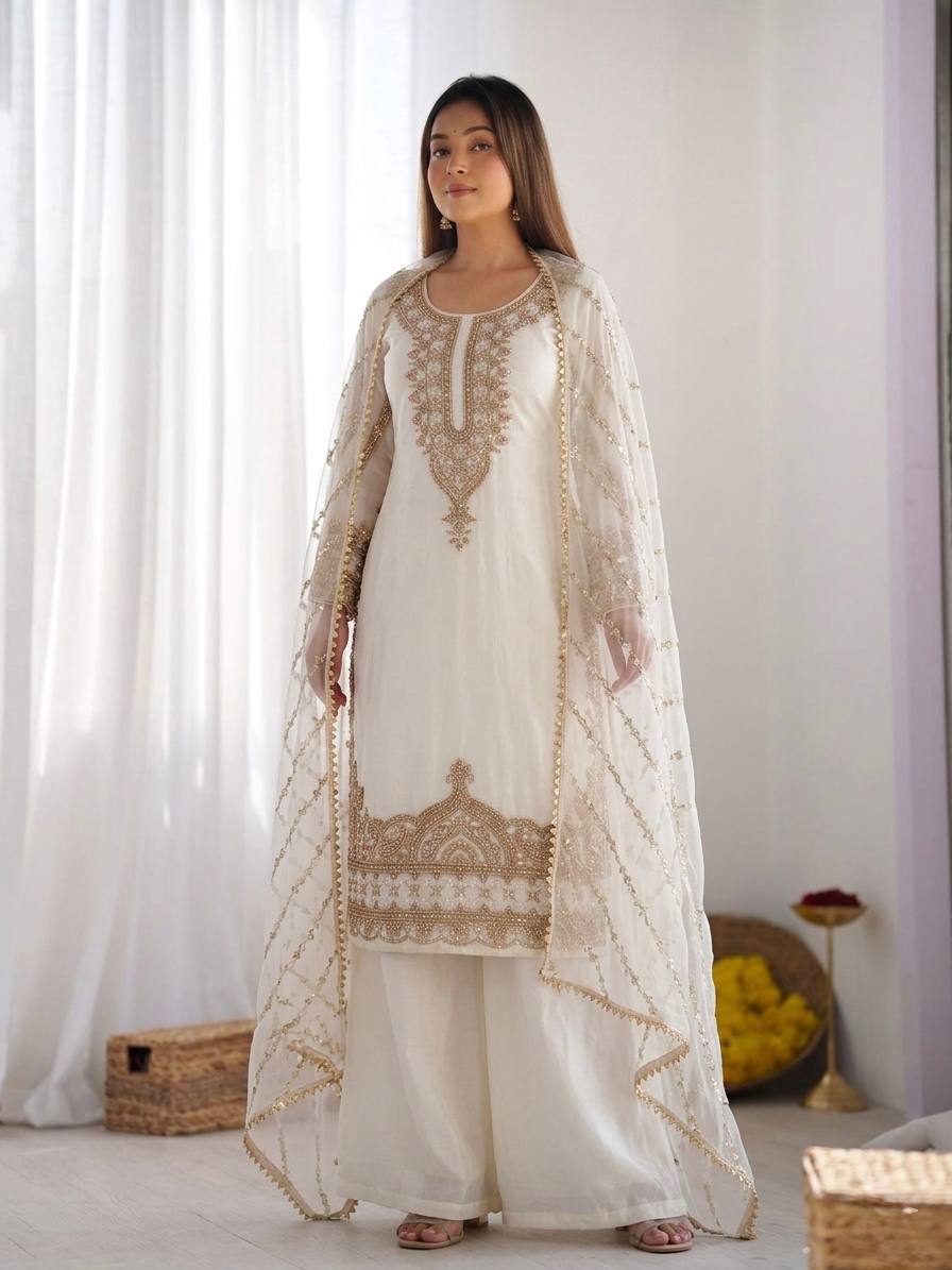 Designer Embroidered Sharara Suit