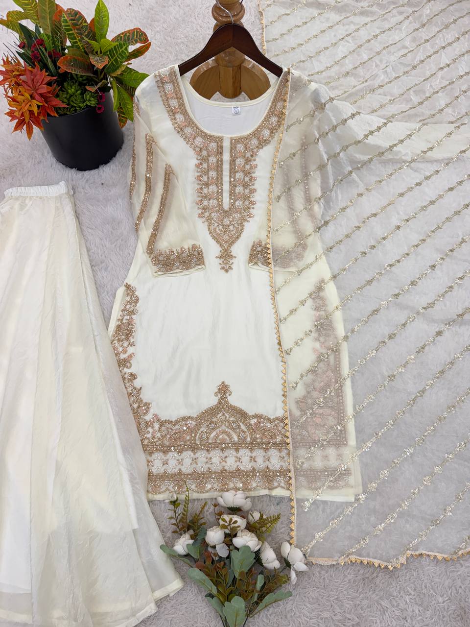 Designer Embroidered Sharara Suit