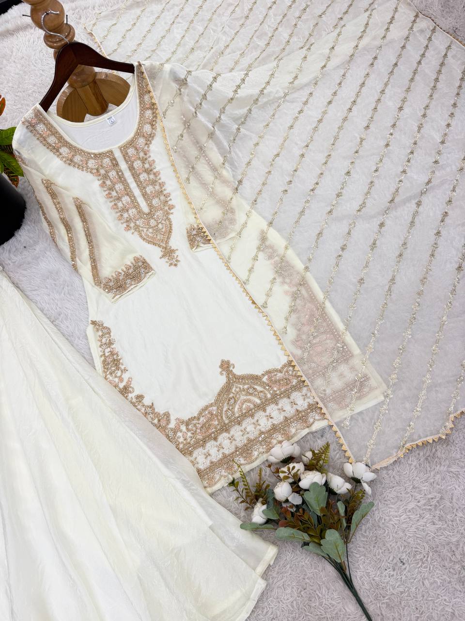 Designer Embroidered Sharara Suit
