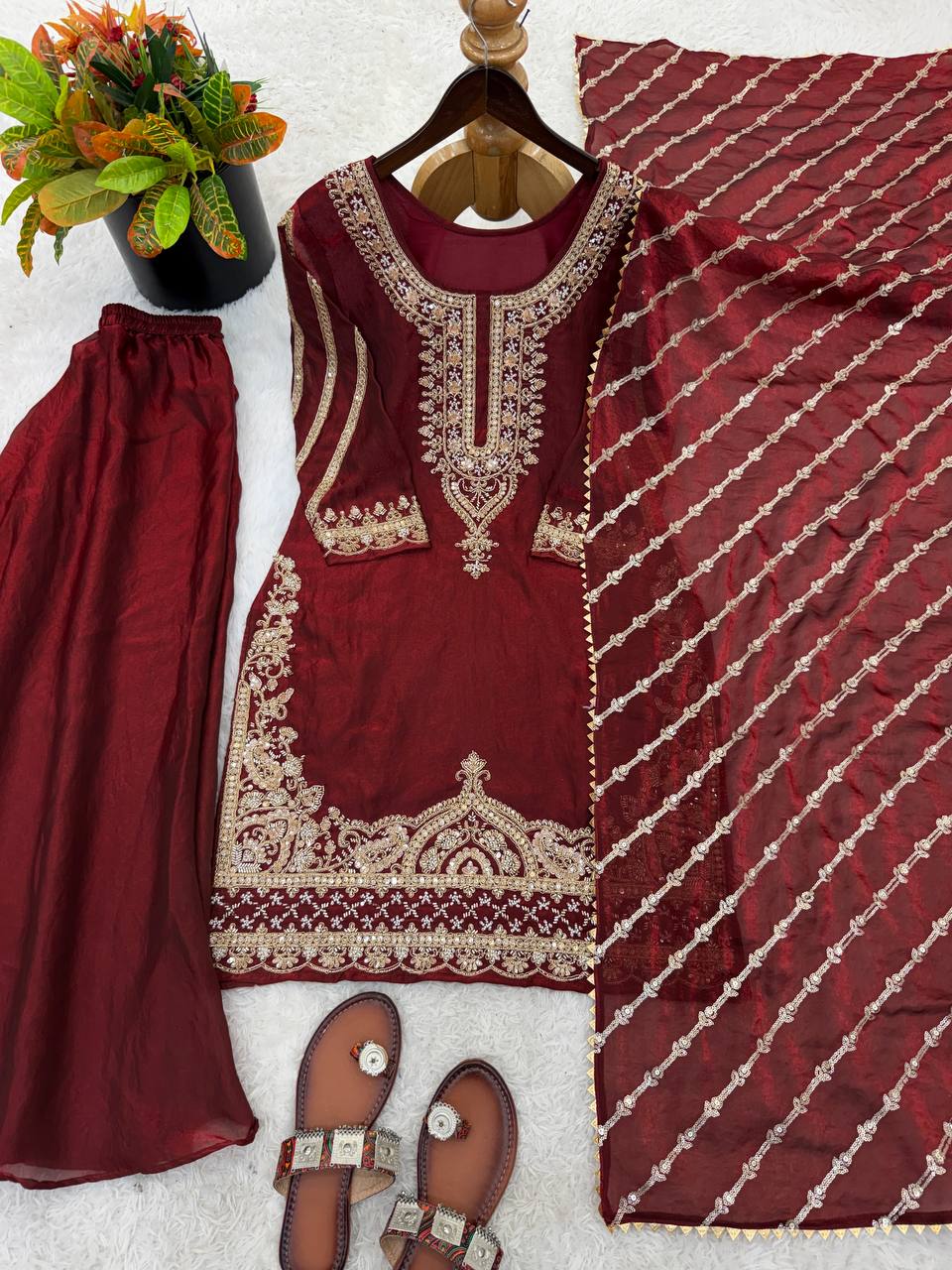 Designer Embroidered Sharara Suit