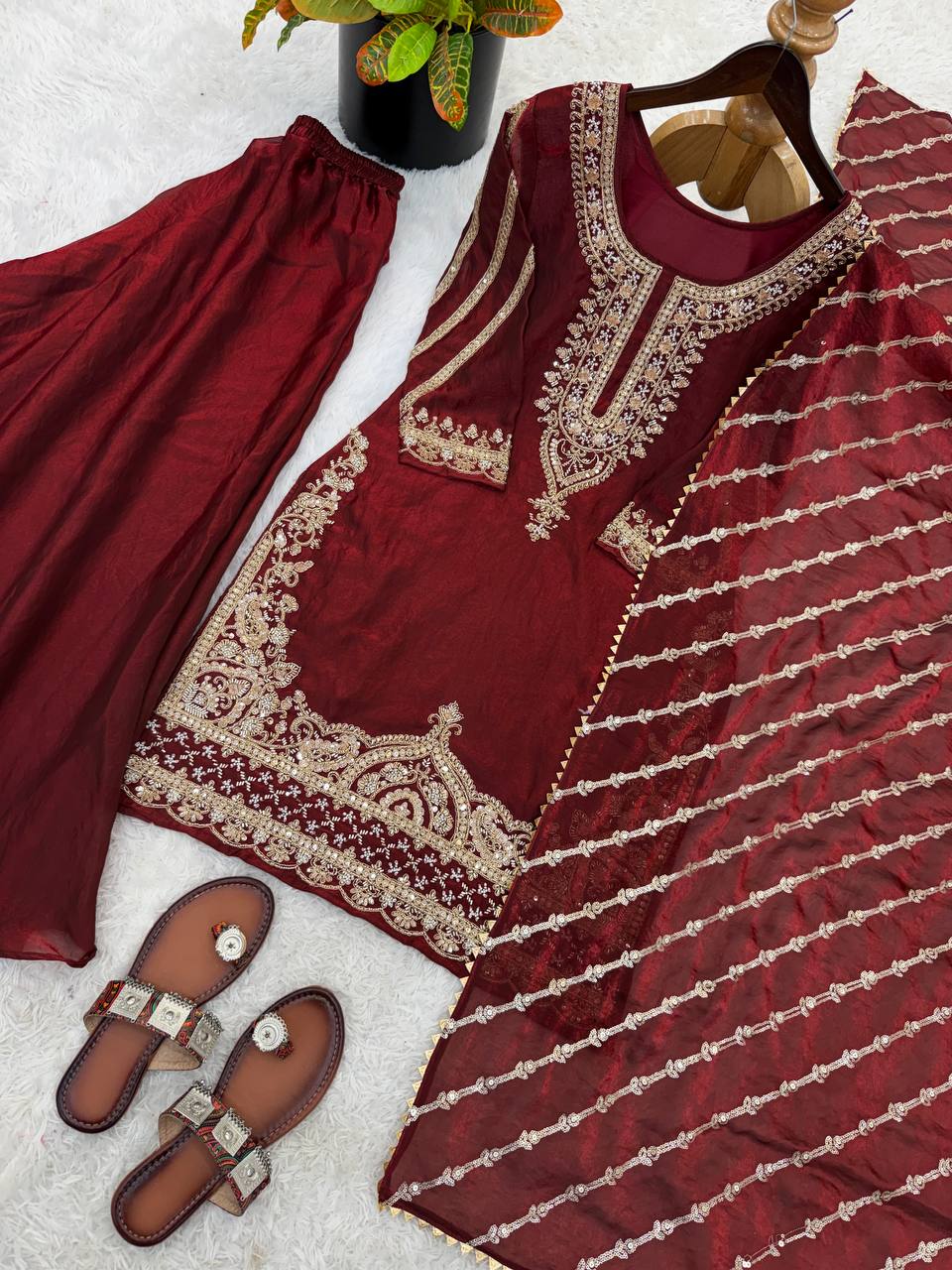 Designer Embroidered Sharara Suit