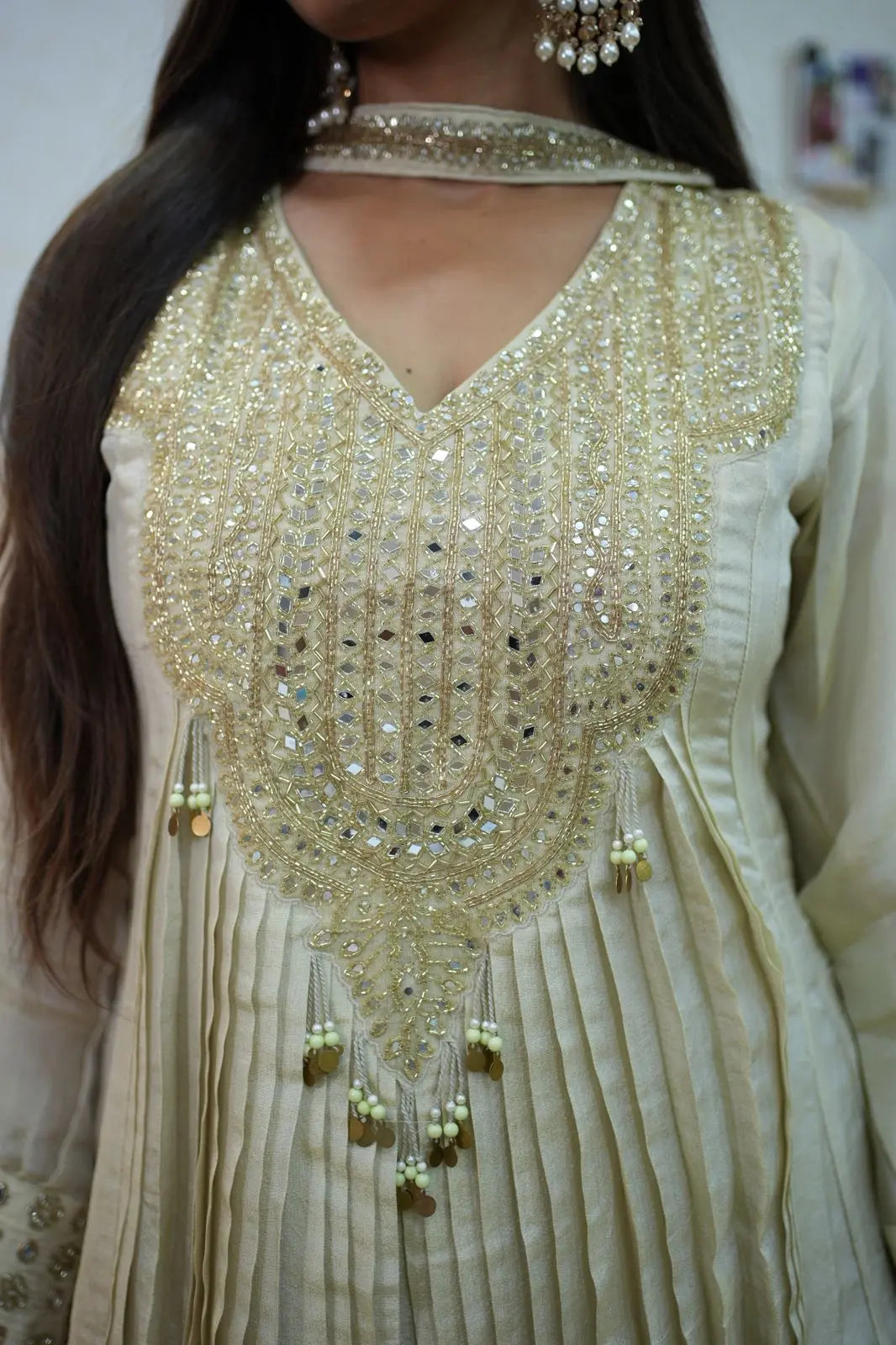 Elegant Ivory Anarkali Suit with Heavy Embroidery – Festive & Wedding Wear