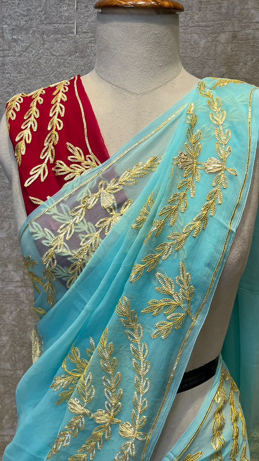 Rajputi Style Pure Chiffon Saree with Kacche Gota Work