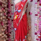 BRUSH PRINT DESIGN WITH KACHI GOTA PATTI WORK & LACE SAREE (WITH BLOUSE) ##SR596