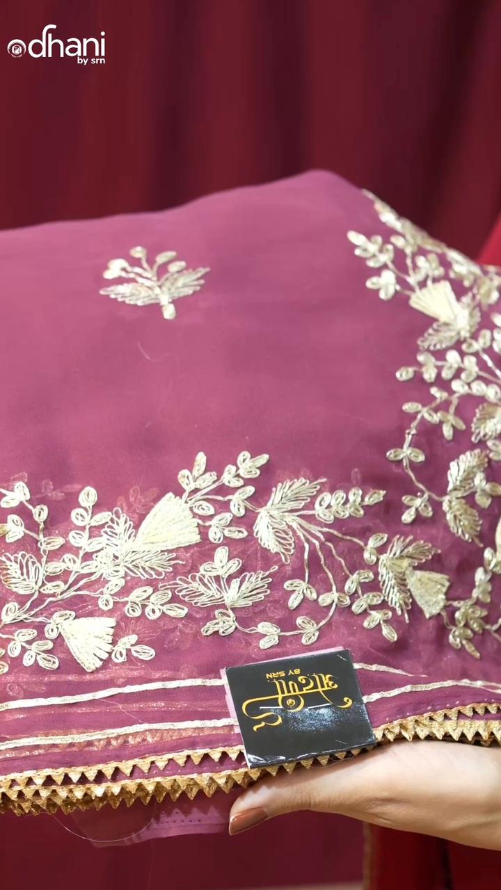 Heavy Pitta Work with Kaccha Gota work on Georgette Fabric Saree