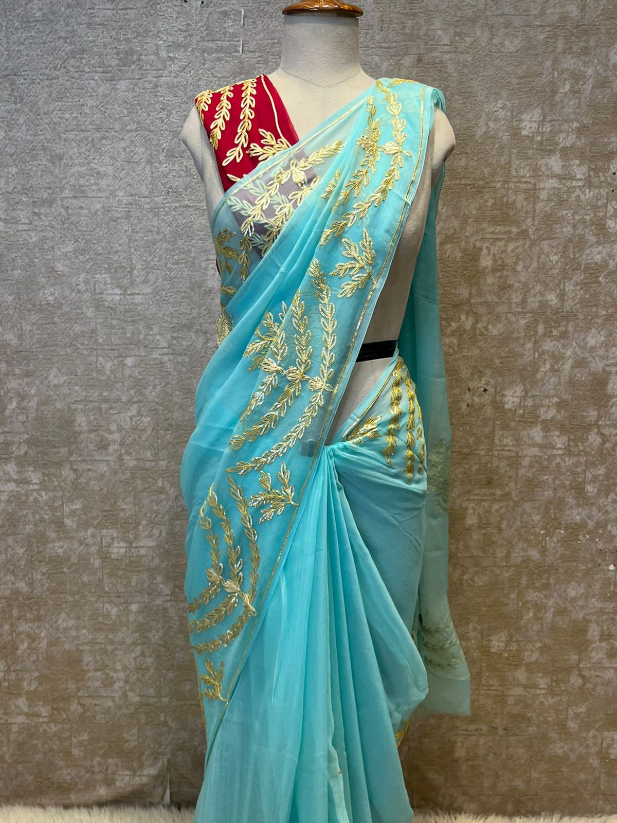 Rajputi Style Pure Chiffon Saree with Kacche Gota Work