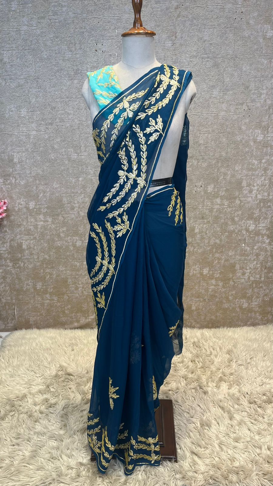 Rajputi Style Pure Chiffon Saree with Kacche Gota Work