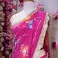 BRUSH PRINT DESIGN WITH KACHI GOTA PATTI WORK & LACE SAREE (WITH BLOUSE) ##SR596