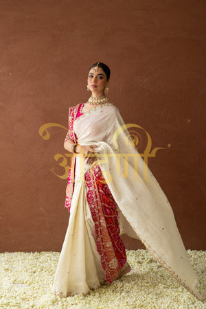 TISSUE SILK FABRIC CUTWORK PURE ZARDOZI HANDWORK SAREE ##SR0282