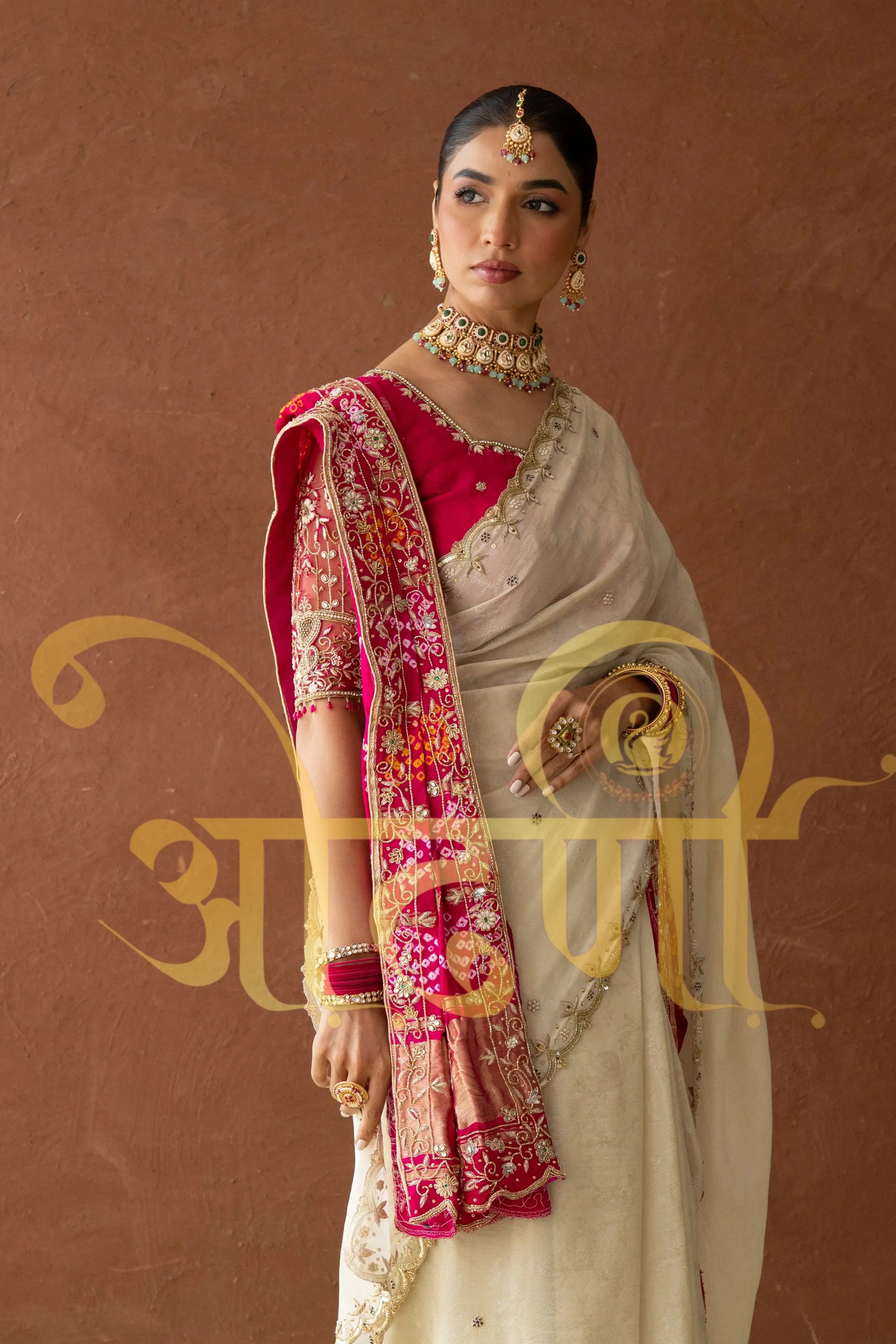 Tissue Silk Saree with Cutwork & Pure Zardozi Handwork