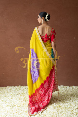 DESIGNER BANDHANI SAREEE WITH HANDWORK (WITH BLOUSE) ##SR0278