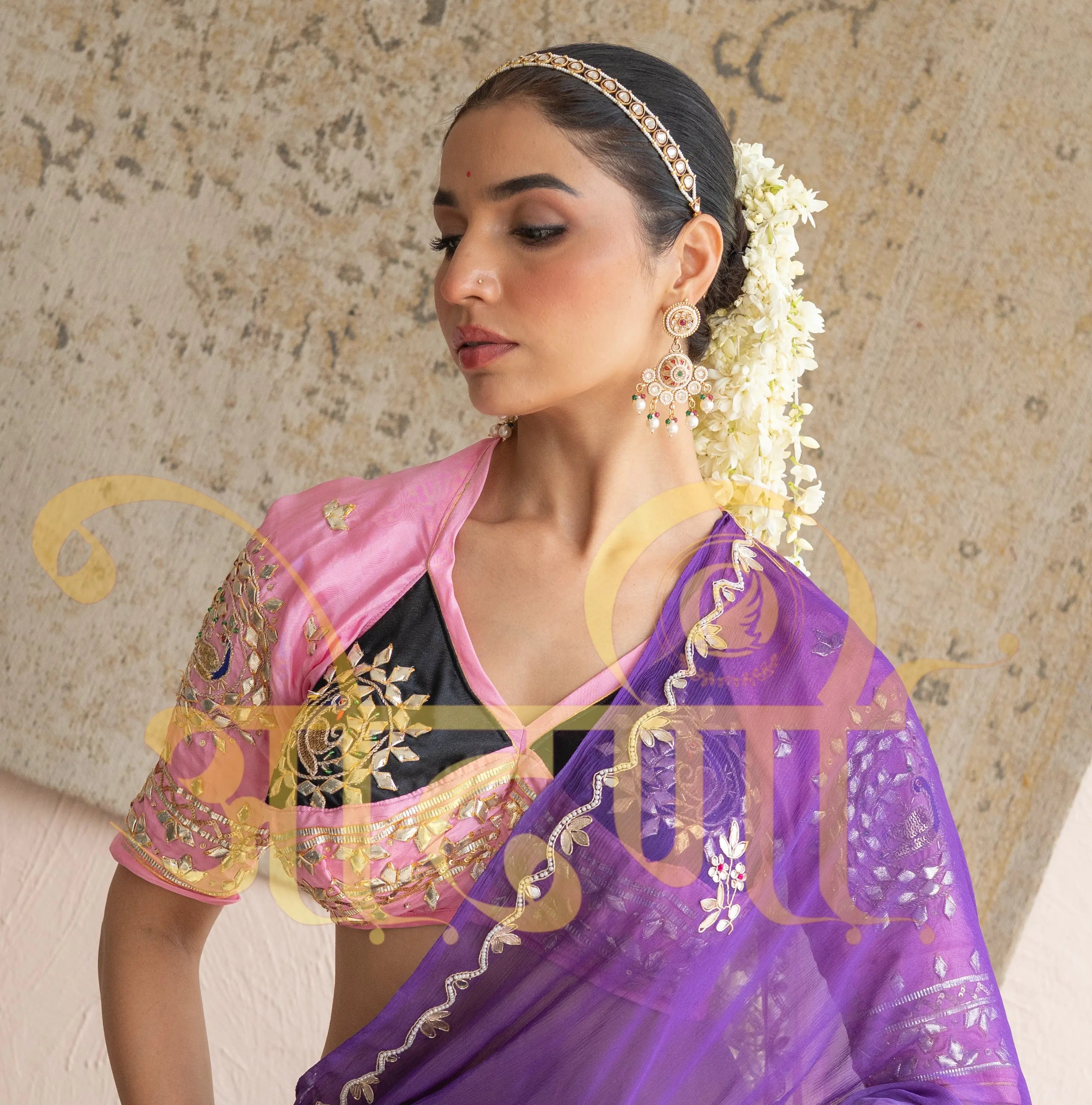 Morni Aangi Blouse with Peacock Design & Kachi Gota Patti (PRE-BOOKING ITEM)