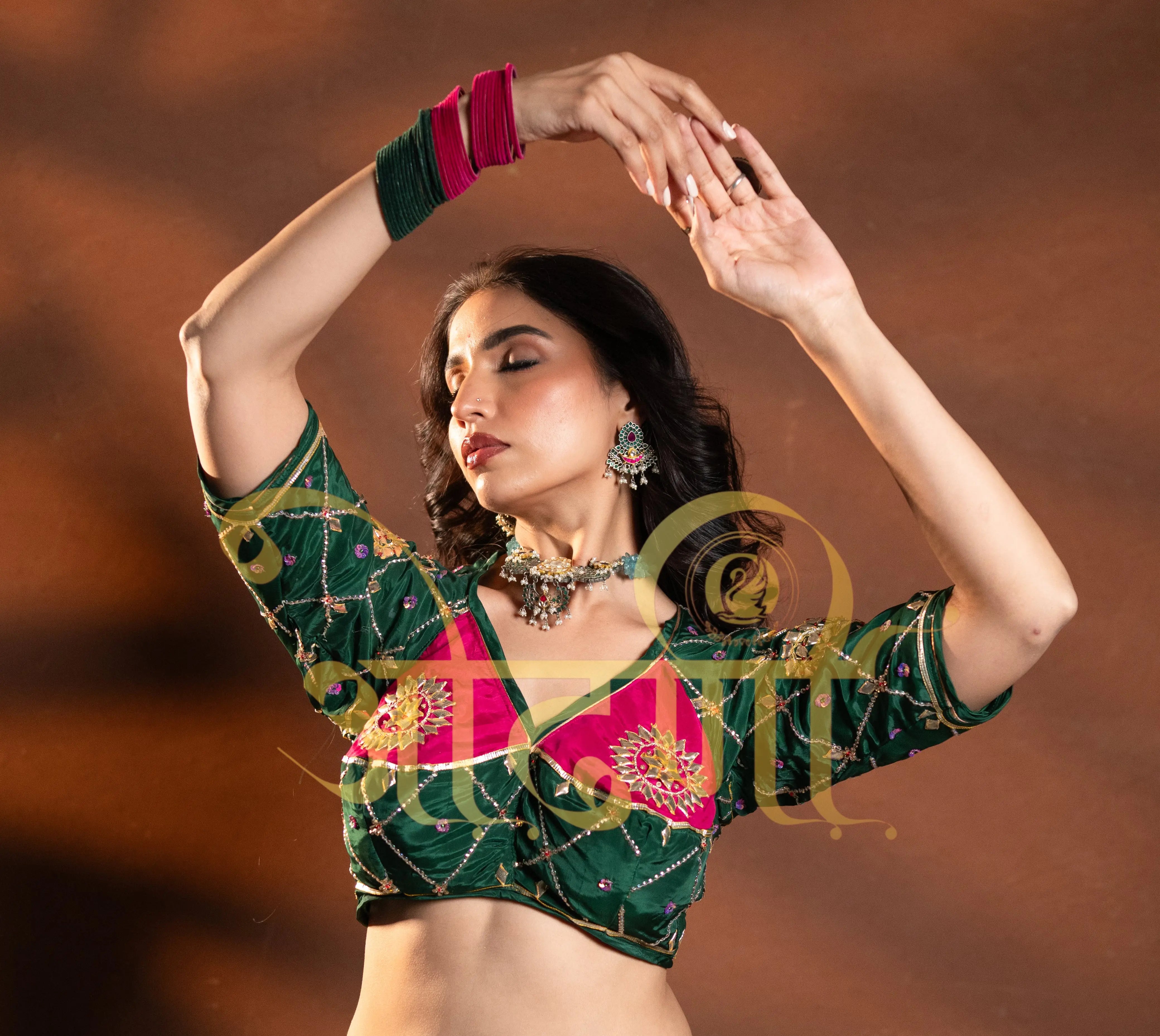 Gulabo Rajwada Aangi Blouse with Aari Tari & Gota Patti (PRE-BOOKING ITEM)