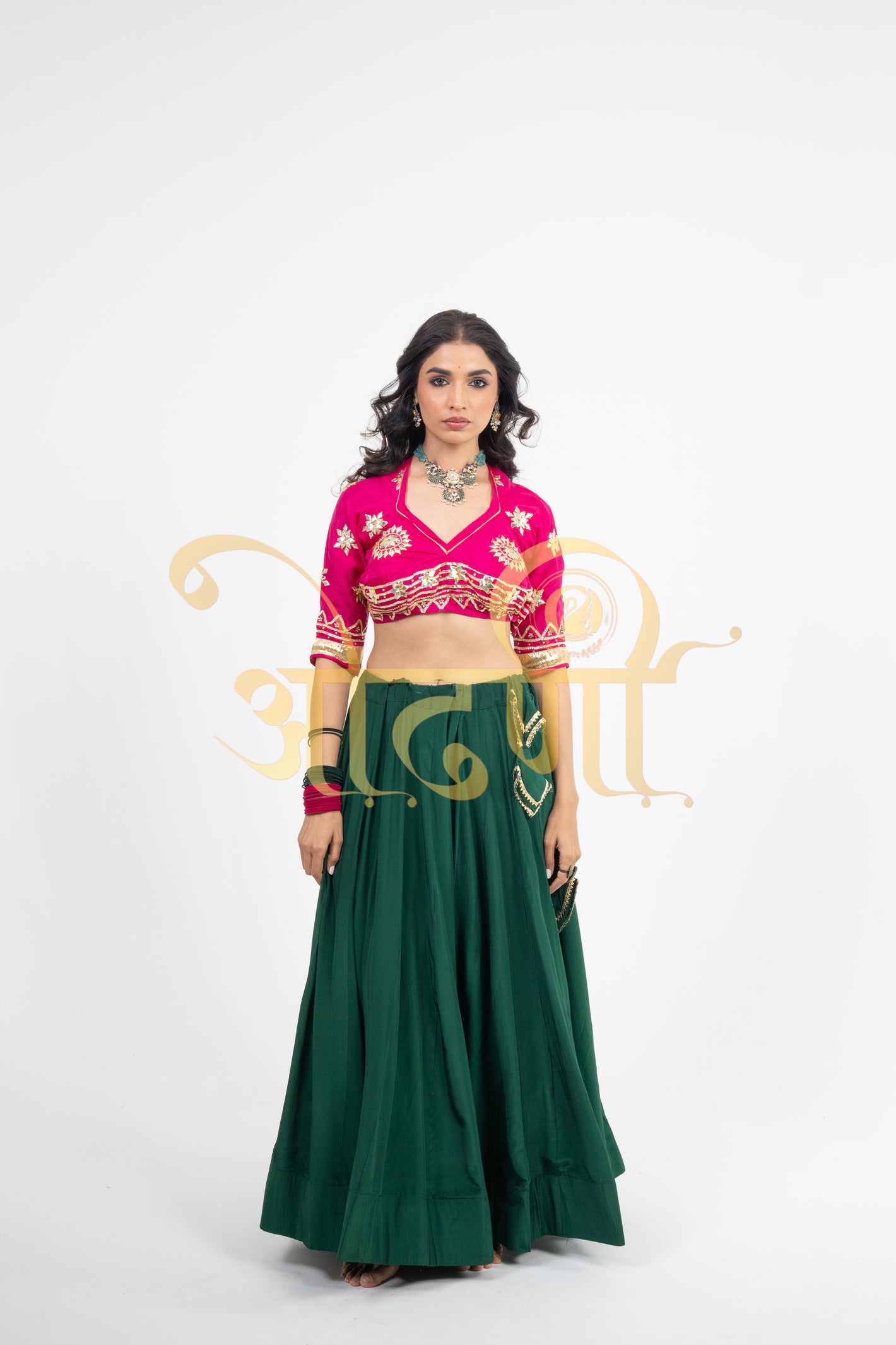 RAJASTANI AANGI BLOUSE WITH KACHI GOTA PATTI HANDWORK  ##HB046