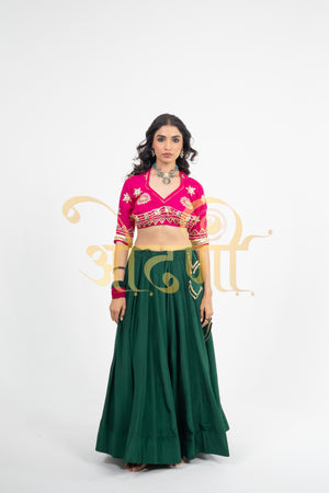 RAJASTANI AANGI BLOUSE WITH KACHI GOTA PATTI HANDWORK  ##HB046