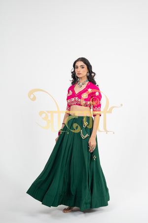 RAJASTANI AANGI BLOUSE WITH KACHI GOTA PATTI HANDWORK  ##HB046