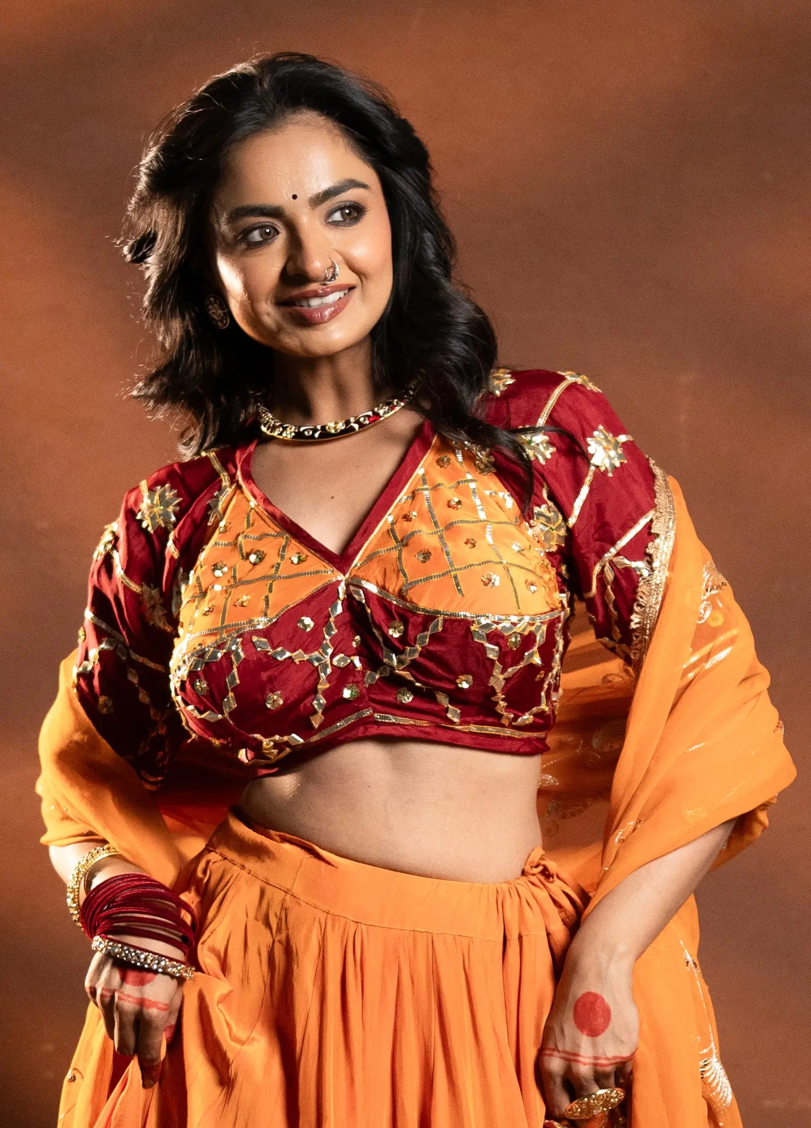 Kesariyaa Mahal Pure Silk Rajasthani Angi Blouse with Kachi Gota Patti (PRE - ORDER ITEM)