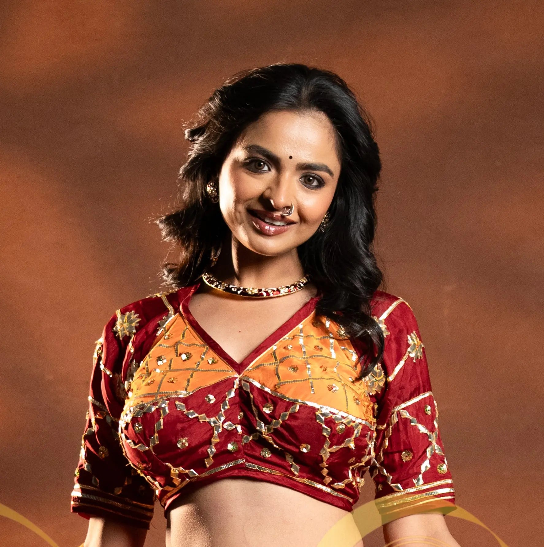 Rajasthani Aangi Blouse with Kachi Gota Patti & Sequence Work (PRE-BOOKING ITEM)