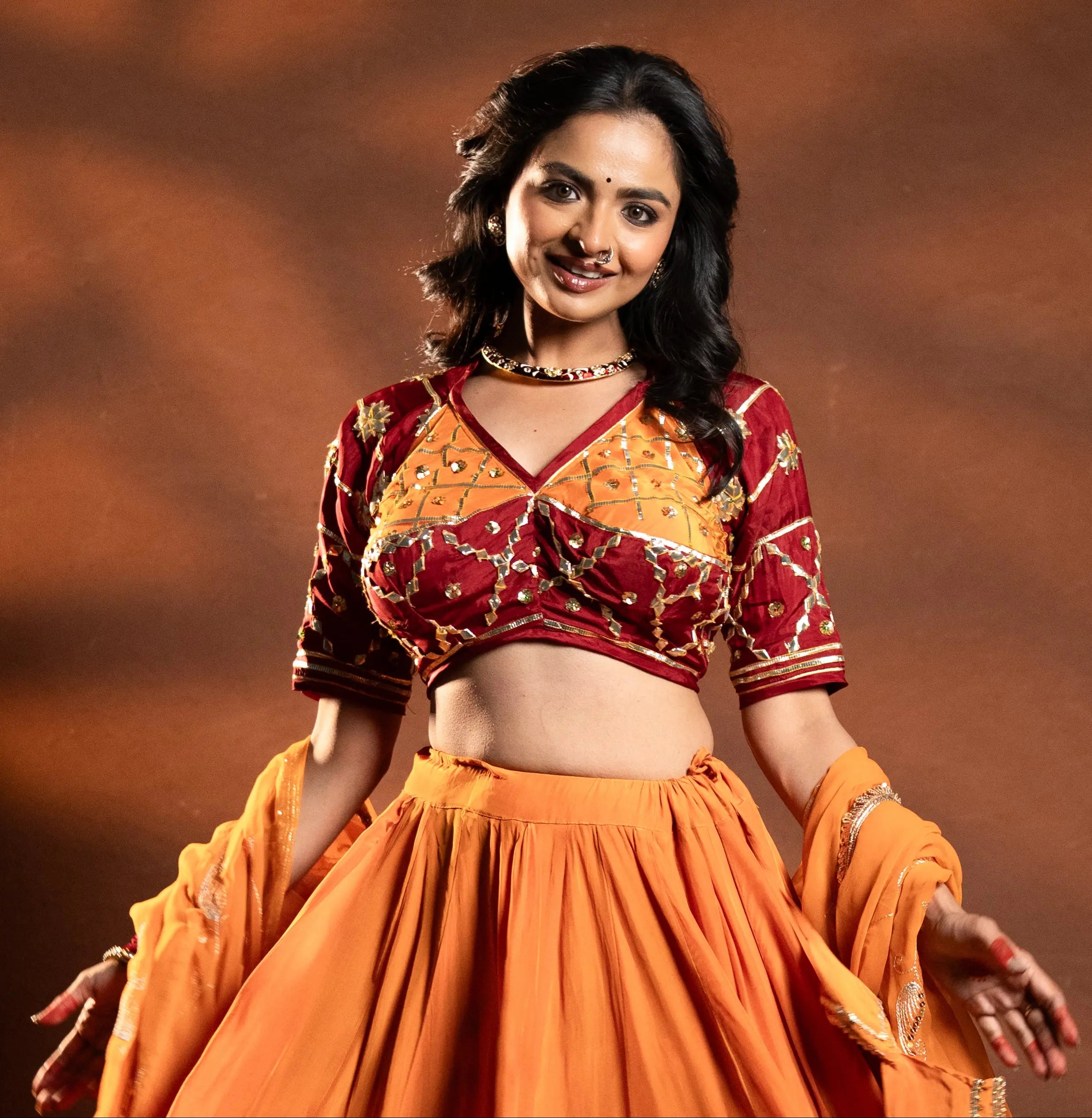 Kesariyaa Mahal Pure Silk Rajasthani Angi Blouse with Kachi Gota Patti (PRE - ORDER ITEM)