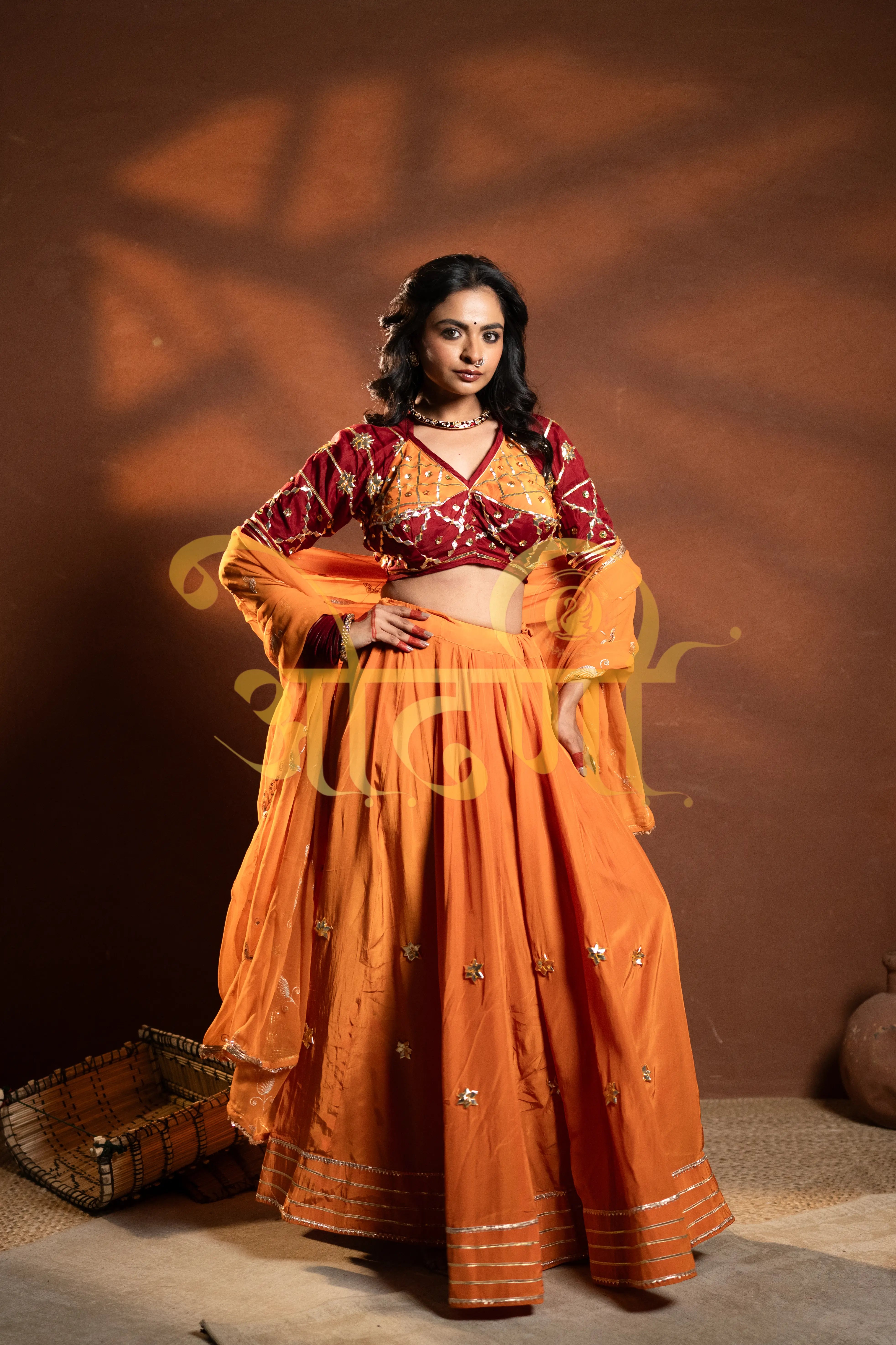Full Flair Bandhani Lehenga with Gota Patti, Angi Blouse & Vintage Jaal Dupatta (PRE-BOOKING ITEM)