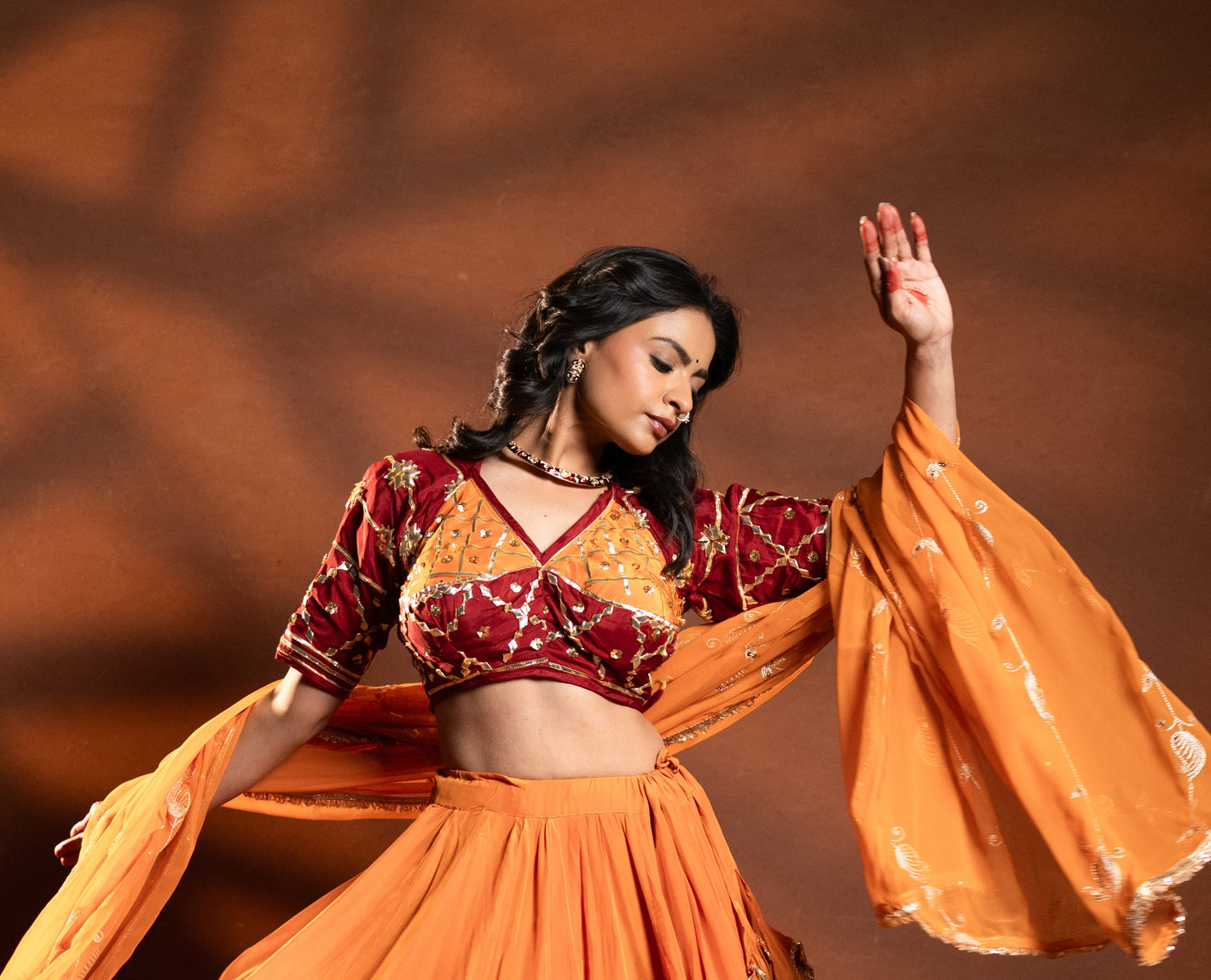 KESERIYA MAHAL PURE SILK FABRIC RAJASTHANI ANGI BLOUSE WITH KACHI GOTA PATTI HANDWORK (PRE - ORDER ITEM) ##HB067