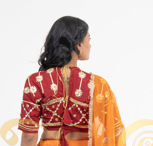 RAJASTHANI AANGI BLOUSE WITH KACHI GOTA PATTI AND SEQUENCE WORK ##HB045